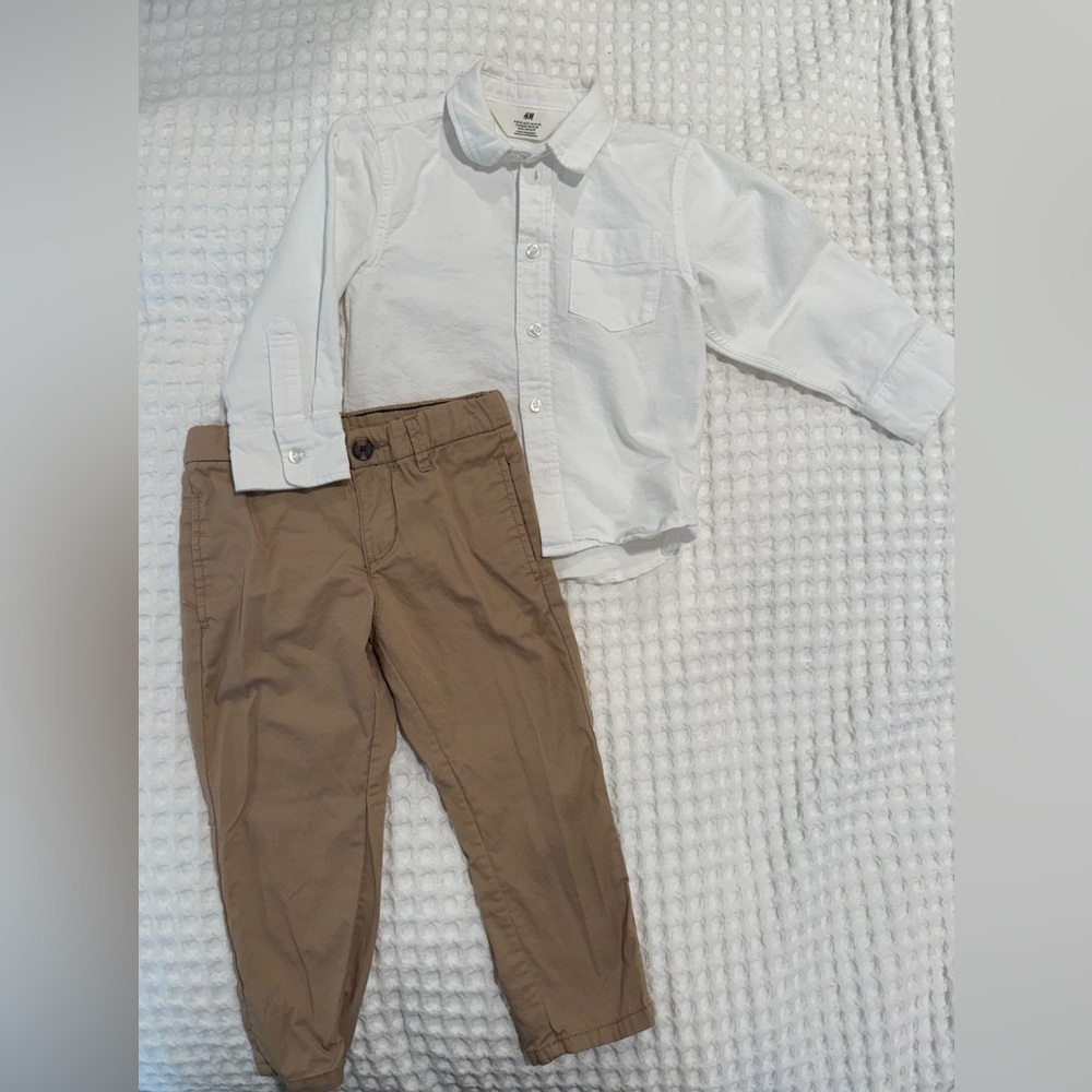 H&M White Shirt and Tan Pants Set